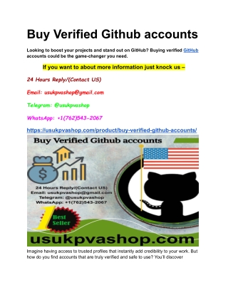 Buy Verified Github accounts -High-Quality Service proprietor
