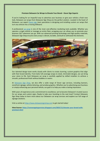 Premium Delaware Car Wraps to Elevate Your Brand – Dover Sign Experts