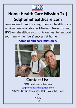 Home Health Care Mission Tx  Sdqhomehealthcare.com