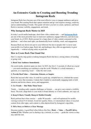 An Extensive Guide to Creating and Boosting Trending Instagram Reels