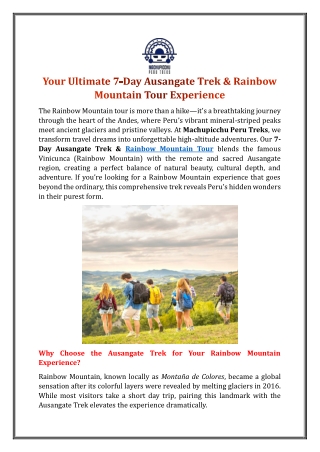 Your Ultimate 7-Day Ausangate Trek & Rainbow Mountain Tour Experience