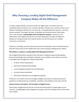 Why Choosing a Leading Digital Shelf Management Company Makes All the Difference