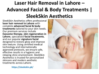Laser Hair Removal in Lahore – Advanced Facial & Body Treatments | SleekSkin Aes
