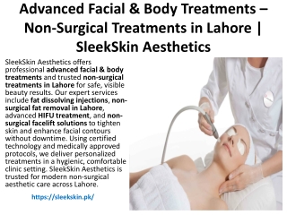 Advanced Facial & Body Treatments – Non-Surgical Treatments in Lahore | SleekSki