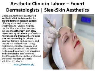Aesthetic Clinic in Lahore – Expert Dermatologists | SleekSkin Aesthetics