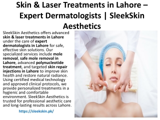Skin & Laser Treatments in Lahore – Expert Dermatologists | SleekSkin Aesthetics