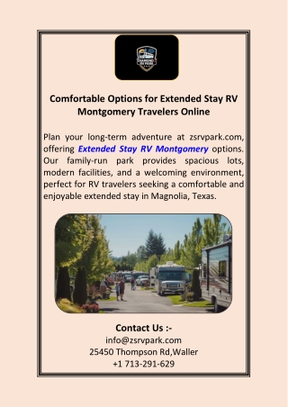 Comfortable Options for Extended Stay RV Montgomery Travelers Online