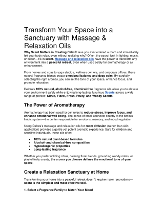 Massage and relaxation oils