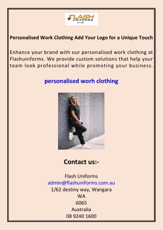 Personalised Work Clothing Add Your Logo for a Unique Touch