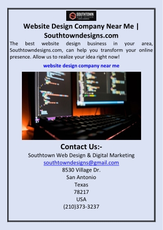 Website Design Company Near Me  Southtowndesigns.com