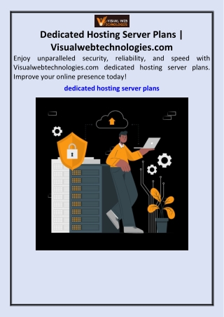 Dedicated Hosting Server Plans  Visualwebtechnologies.com