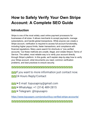 Buy Verified Stripe Accounts - 100% Instantly Payout Account