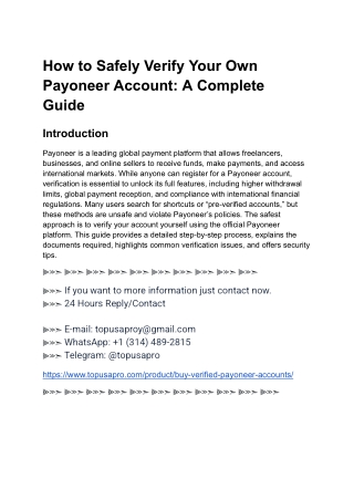 Step-by-Step Guide to Safely Verifying Your Payoneer Account