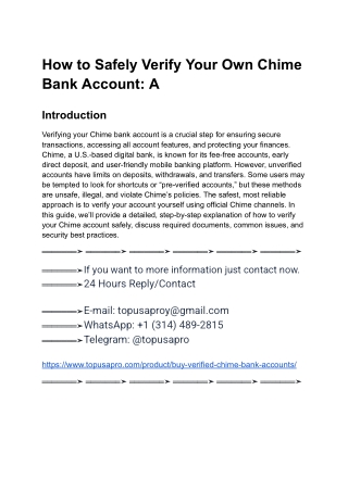 11 Best Site to Buy Verified Chime Bank Accounts in 2026