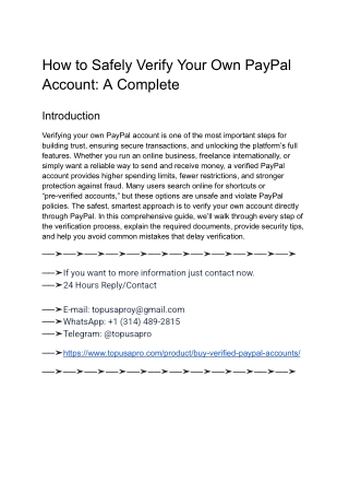 Buy Verified PayPal Account - Personal & Business Available