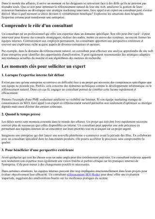 Faire appel à un expert ou consultant: quand est-ce bénéfique?