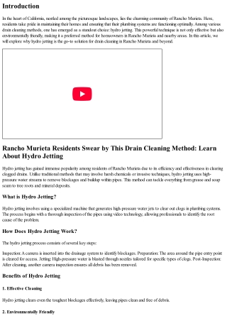 Rancho Murieta Residents Swear by This Drain Cleaning Method: Learn About Hydro