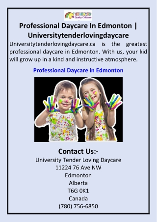 Professional Daycare In Edmonton Universitytenderlovingdaycare