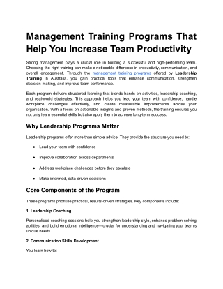 Management Training Programs That Help You Increase Team Productivity