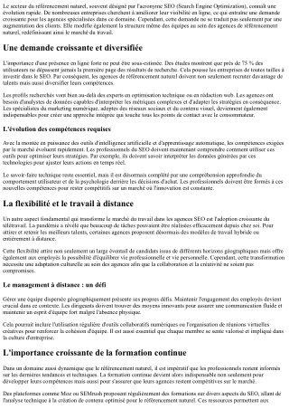 L'avenir du marché du travail au sein des agences SEO.