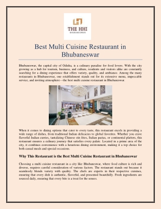 Best Multi Cuisine Restaurant in Bhubaneswar