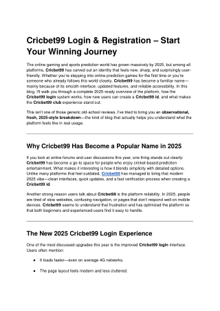 Cricbet99 Login & Registration – Start Your Winning Journey