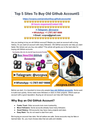 Top 5 Sites To Buy Old Github AccountS