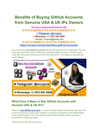 Benefits of Buying GitHub Accounts from Genuine USA & UK IPs Owners