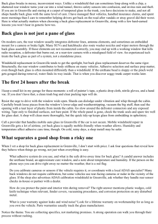 Back Glass Replacement in Greenville: How to Choose the Right Service