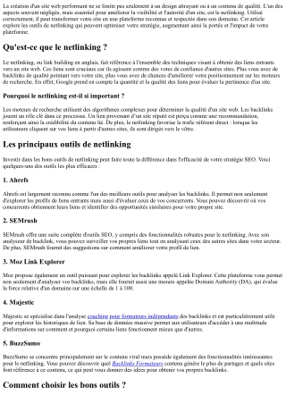 Développer un Site Performant grâce aux Meilleurs Outils de Netlinking !