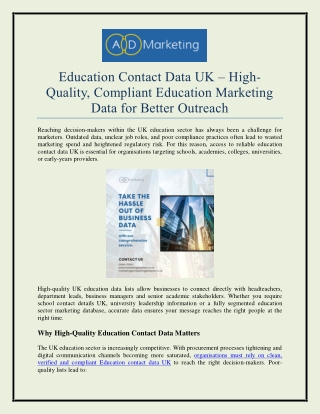 Education Contact Data UK – High-Quality, Compliant Education Marketing Data for Better Outreach