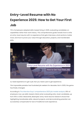 Entry-Level Resume with No Experience 2025: How to Get Your First Job