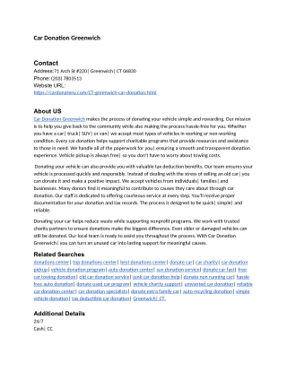 Car Donation Greenwich