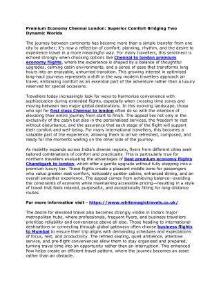 Premium Economy Chennai London - Superior Comfort Bridging Two Dynamic Worlds