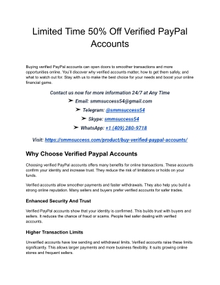 Limited Time 50% Off Verified PayPal Accounts