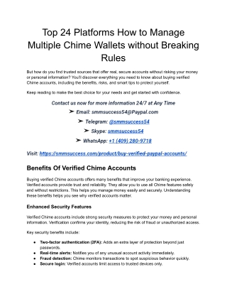 Top 24 Platforms How to Manage Multiple Chime Wallets without Breaking Rules