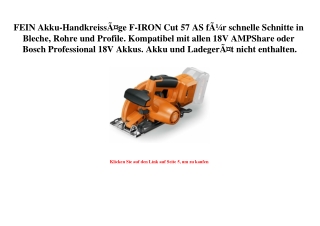 4000 FEIN Akku-HandkreissÃƒÂ¤ge F-IRON Cut 57 AS fÃƒÂ¼r schnelle Schnitte in Bleche  Rohre und Profile.