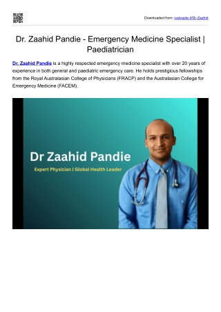 Dr. Zaahid Pandie – Emergency Medicine Specialist & Paediatrician