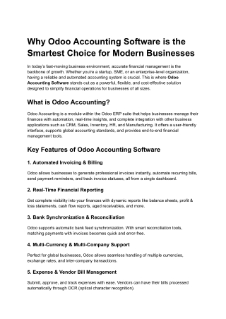 Why Odoo Accounting Software Is the Smartest Choice for Modern Businesses