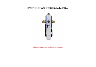 1760 BWT E1 HWS 1' 2.0 Einhebelfilter