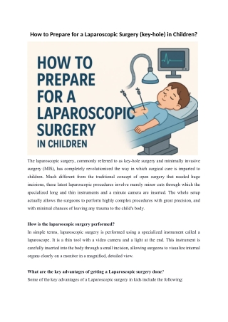 Complete Guide to Preparing a Child for Laparoscopic (Key-Hole) Surgery