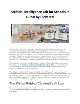 Artificial Intelligence Lab for Schools in Dubai by Clevered