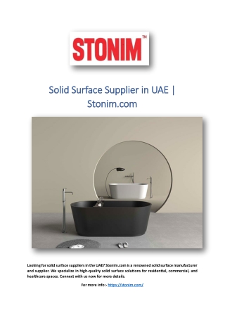 Solid Surface Supplier in UAE | Stonim.com