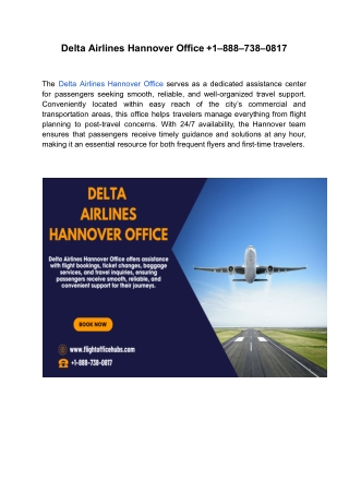 Delta Airlines Hannover Office  1–888–738–0817