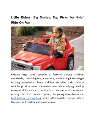 Little Riders, Big Smiles_ Top Picks For Kids’ Ride-On Fun