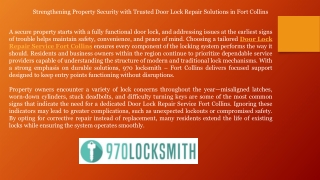 Strengthening Property Security with Trusted Door Lock Repair Solutions in Fort Collins