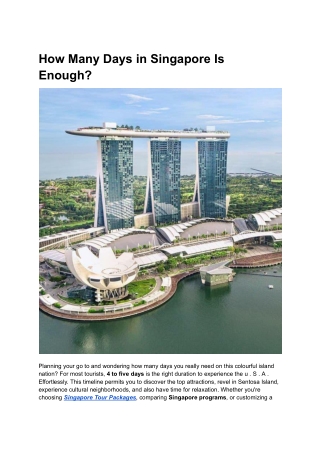 How Many Days in Singapore Is Enough?