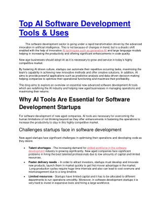 Top AI Software Development Tools & Uses