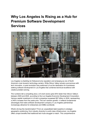 Why Los Angeles Is Rising as a Hub for Premium Software Development Services