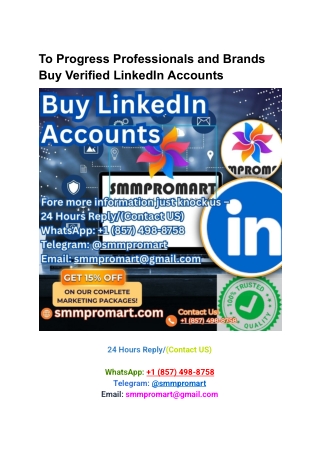 To Progress Professionals and Brands Buy Verified LinkedIn Accounts